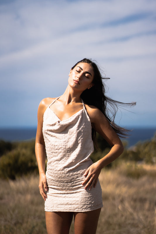 Shore Halter Dress - Crinkled Satin